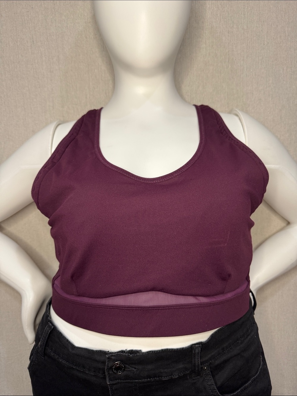 Fabletics Deep Plum Supportive Crop Sports Bra